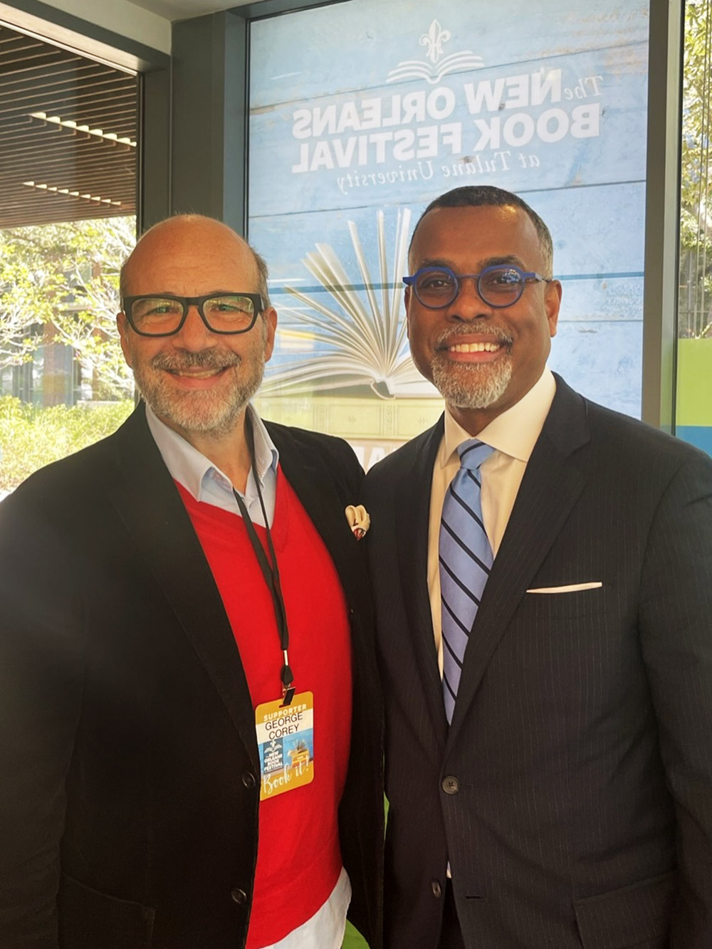 George S. Corey and Eddie Glaude Jr. at the 2022 New Orleans Book Festival at Tulane University
